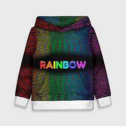 Толстовка-худи детская Радужные точки - Rainbow, цвет: 3D-белый