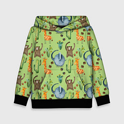 Детская толстовка Африканские животные - слон обезьянка жираф