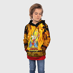 Толстовка-худи детская Гомер Симпсон - соло на гитаре!, цвет: 3D-красный — фото 2