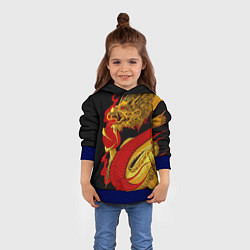 Толстовка-худи детская Японский Золотой Дракон, цвет: 3D-синий — фото 2