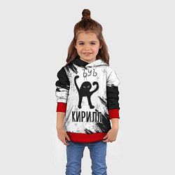 Толстовка-худи детская Кот ъуъ Кирилл, цвет: 3D-красный — фото 2