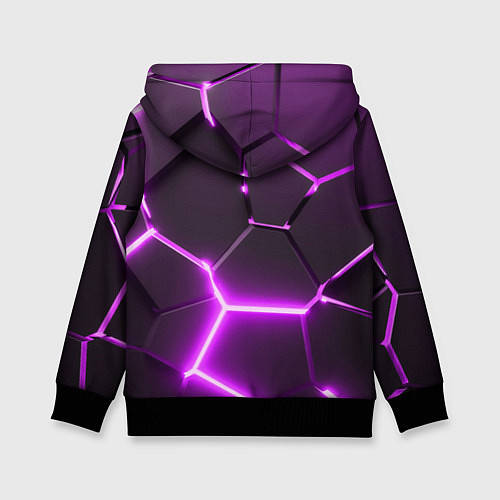 Детская толстовка Фиолетовые неоновые геометрические плиты / 3D-Черный – фото 2