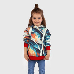 Толстовка-худи детская Красочная листья - абстракция, цвет: 3D-красный — фото 2