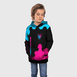 Толстовка-худи детская Poppy Playtime - neon gradient: символ и надпись в, цвет: 3D-черный — фото 2