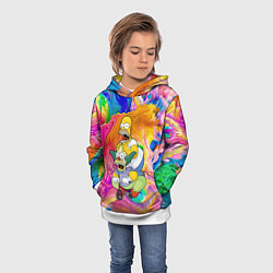 Толстовка-худи детская Гомер Симпсон и клоун Красти едут на детском велос, цвет: 3D-белый — фото 2