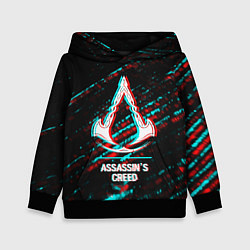 Толстовка-худи детская Assassins Creed в стиле glitch и баги графики на т, цвет: 3D-черный