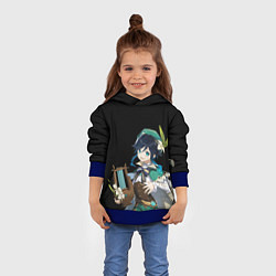 Толстовка-худи детская Венти : Анемо архонт - Геншин, цвет: 3D-синий — фото 2