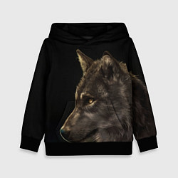 Толстовка-худи детская Взрослый мудрый волк, цвет: 3D-черный