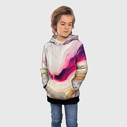 Толстовка-худи детская Золотые и розовые мраморные узоры, цвет: 3D-черный — фото 2