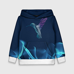 Толстовка-худи детская Колибри в полете, цвет: 3D-белый