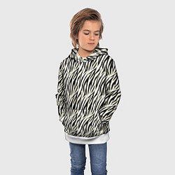Толстовка-худи детская Тигровый полосатый узор-черные, бежевые полосы на, цвет: 3D-белый — фото 2