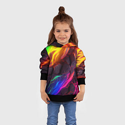 Толстовка-худи детская Neon rainbow lava, цвет: 3D-черный — фото 2