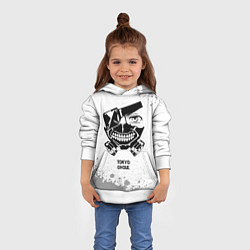 Толстовка-худи детская Tokyo Ghoul glitch на светлом фоне, цвет: 3D-белый — фото 2