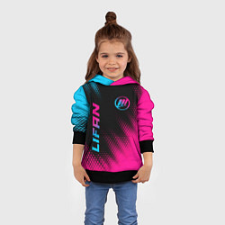 Толстовка-худи детская Lifan - neon gradient: надпись, символ, цвет: 3D-черный — фото 2