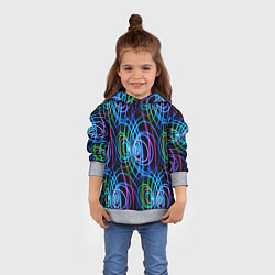 Толстовка-худи детская Неоновые завитки, цвет: 3D-меланж — фото 2