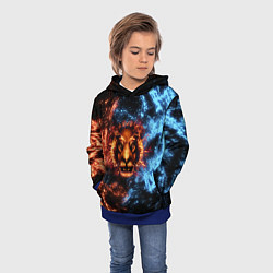 Толстовка-худи детская Огонь и вода - лев, цвет: 3D-синий — фото 2