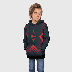 Толстовка-худи детская Красный символ The Sims на темном фоне со стрелкам, цвет: 3D-черный — фото 2