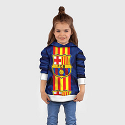 Толстовка-худи детская Фк Барселона Лого, цвет: 3D-белый — фото 2