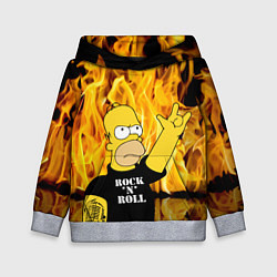 Толстовка-худи детская Homer Simpson - Rock n Roll!, цвет: 3D-меланж