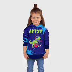 Толстовка-худи детская Артур рокозавр, цвет: 3D-синий — фото 2