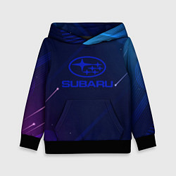 Толстовка-худи детская Subaru Абстракция неон, цвет: 3D-черный