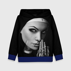 Толстовка-худи детская Готическая монашка с татуировкой Страсть, цвет: 3D-синий