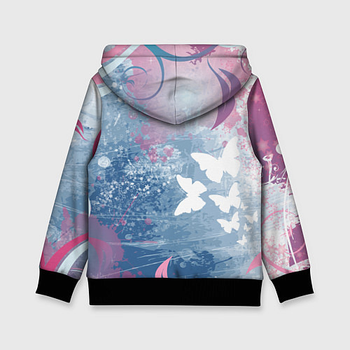 Детская толстовка Девушка аниме с бабочками / 3D-Черный – фото 2
