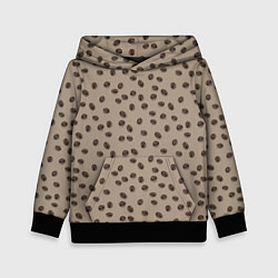 Толстовка-худи детская Кофейные зерна паттерн, цвет: 3D-черный