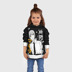 Толстовка-худи детская Демон контроля - Человек-бензопила - Макима, цвет: 3D-белый — фото 2