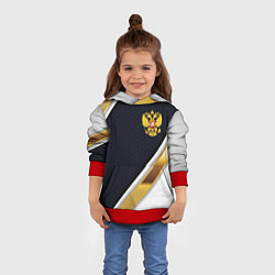 Толстовка-худи детская Gold and white Russia, цвет: 3D-красный — фото 2