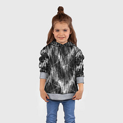 Толстовка-худи детская Черно-белые штрихи, зигзаг, цвет: 3D-меланж — фото 2