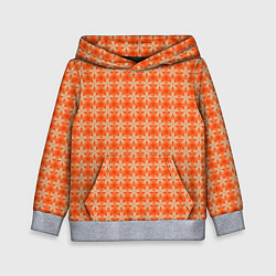 Толстовка-худи детская Цветочки на оранжевом фоне, цвет: 3D-меланж
