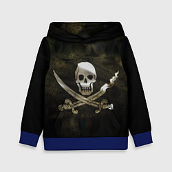 Толстовка-худи детская Пиратский флаг - череп с ножами, цвет: 3D-синий