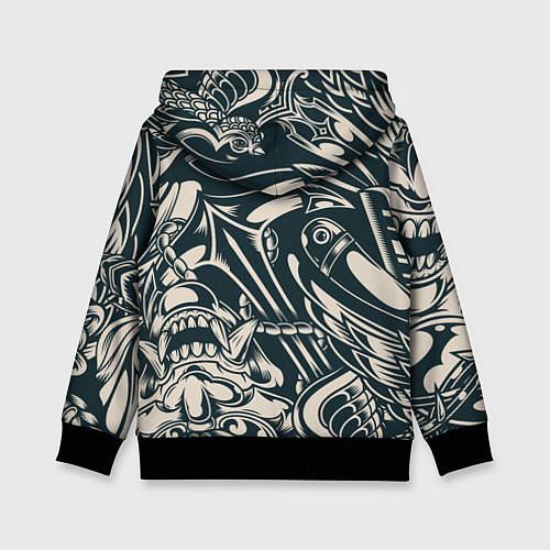 Детская толстовка Японская тату текстура / 3D-Черный – фото 2