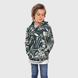Толстовка-худи детская Японская тату текстура, цвет: 3D-белый — фото 2
