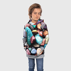 Толстовка-худи детская Камни разноцветные, цвет: 3D-меланж — фото 2
