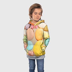 Толстовка-худи детская Разноцветные пирожные Макарон, цвет: 3D-меланж — фото 2