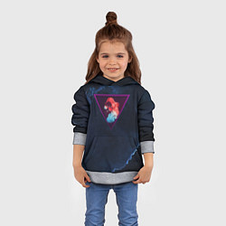 Толстовка-худи детская Неоновая девушка в треугольнике, цвет: 3D-меланж — фото 2