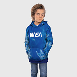 Толстовка-худи детская Nasa - пламя, цвет: 3D-синий — фото 2