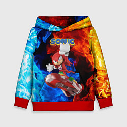 Толстовка-худи детская Knuckles Echidna - Sonic - Video game, цвет: 3D-красный