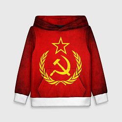 Толстовка-худи детская СССР - старый флаг, цвет: 3D-белый