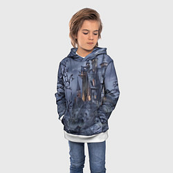 Толстовка-худи детская Старый заброшенный замок - Halloween, цвет: 3D-белый — фото 2