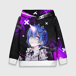 Толстовка-худи детская Rem - ReZero - Абстракция, цвет: 3D-белый
