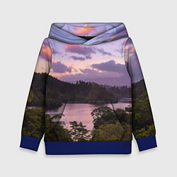Детская толстовка Пейзаж вечерней реки и леса