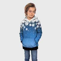 Толстовка-худи детская Снежный узор на синем фоне, цвет: 3D-черный — фото 2