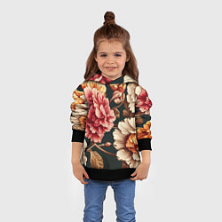 Толстовка-худи детская Цветы в стиле рококо, цвет: 3D-черный — фото 2