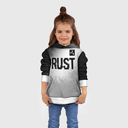 Толстовка-худи детская Rust glitch на светлом фоне: символ сверху, цвет: 3D-белый — фото 2