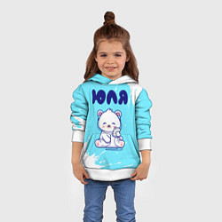 Толстовка-худи детская Юля белый мишка, цвет: 3D-белый — фото 2