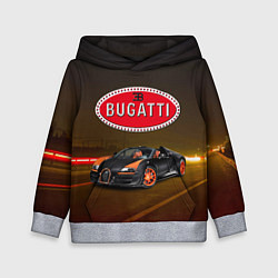 Толстовка-худи детская Bugatti на ночной дороге, цвет: 3D-меланж