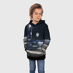 Толстовка-худи детская BMW на ночной трассе, цвет: 3D-черный — фото 2